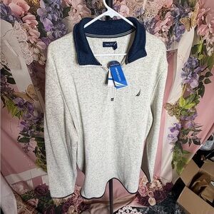 Nautica Gray Quarter-Zip Pullover. NWT. Size XL